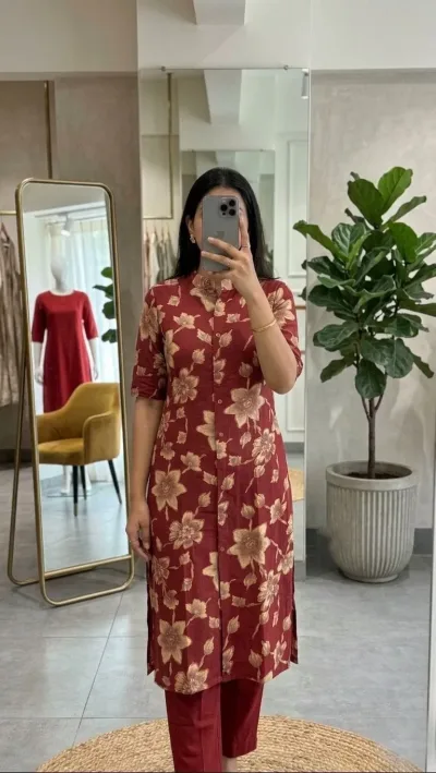 Brick Red Floral Designer Salwar Set
